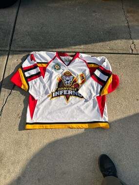 Vintage Danville Inferno GLJHL Game Worn Hockey Jersey #4 Dupuis Size XXL